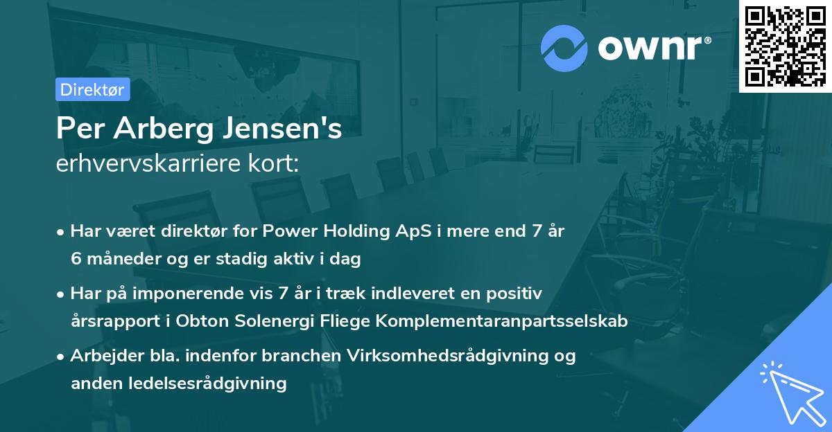 Per Arberg Jensen's erhvervskarriere kort