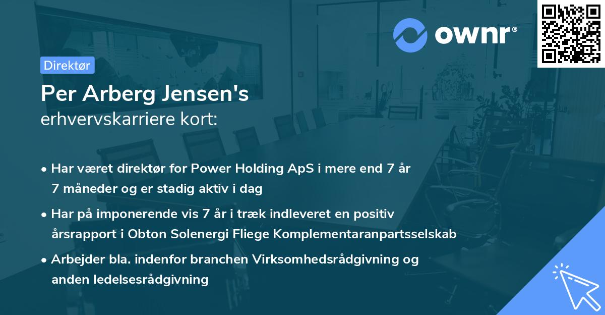 Per Arberg Jensen's erhvervskarriere kort