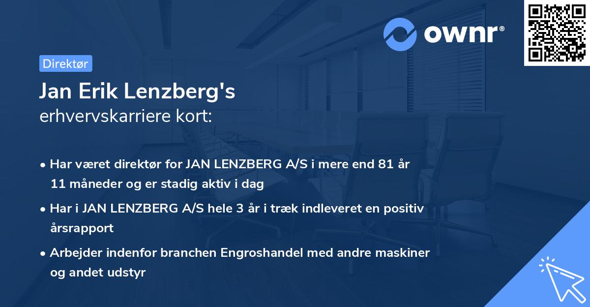 Jan Erik Lenzberg's erhvervskarriere kort