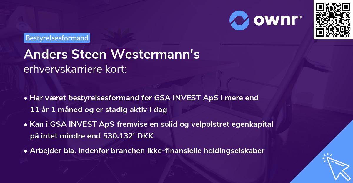 Anders Steen Westermann's erhvervskarriere kort