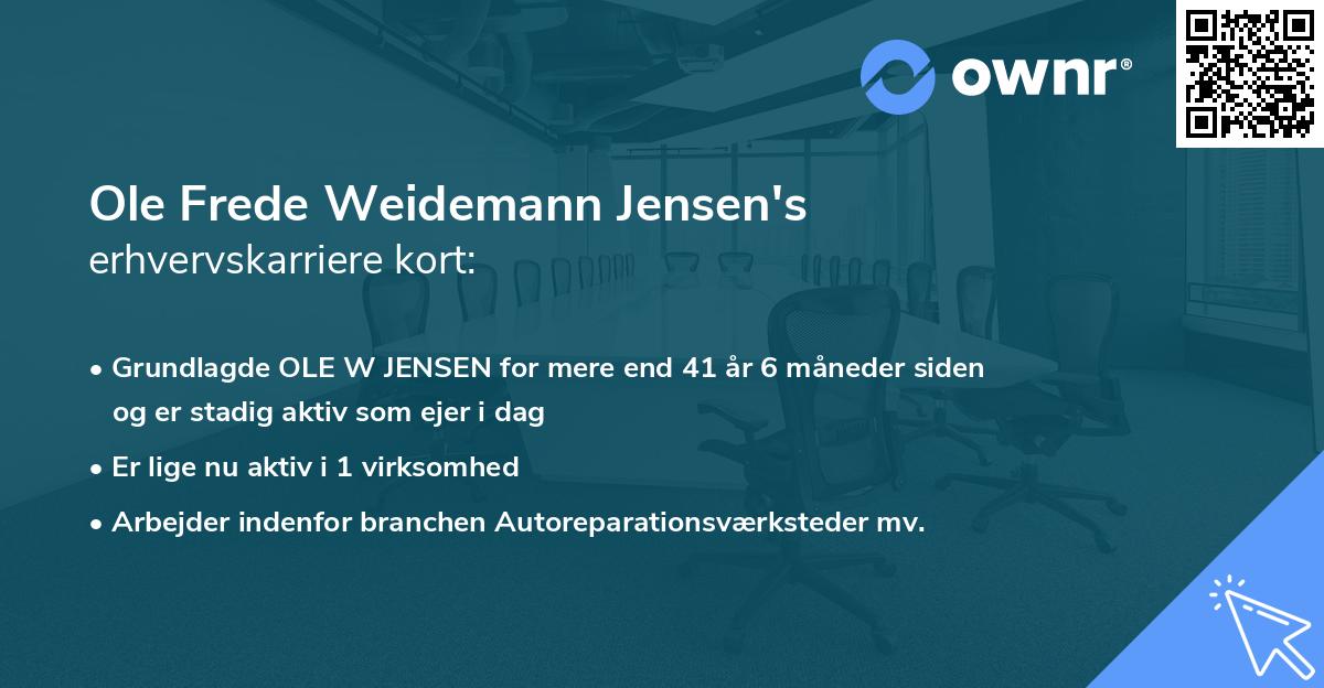 Ole Frede Weidemann Jensen's erhvervskarriere kort