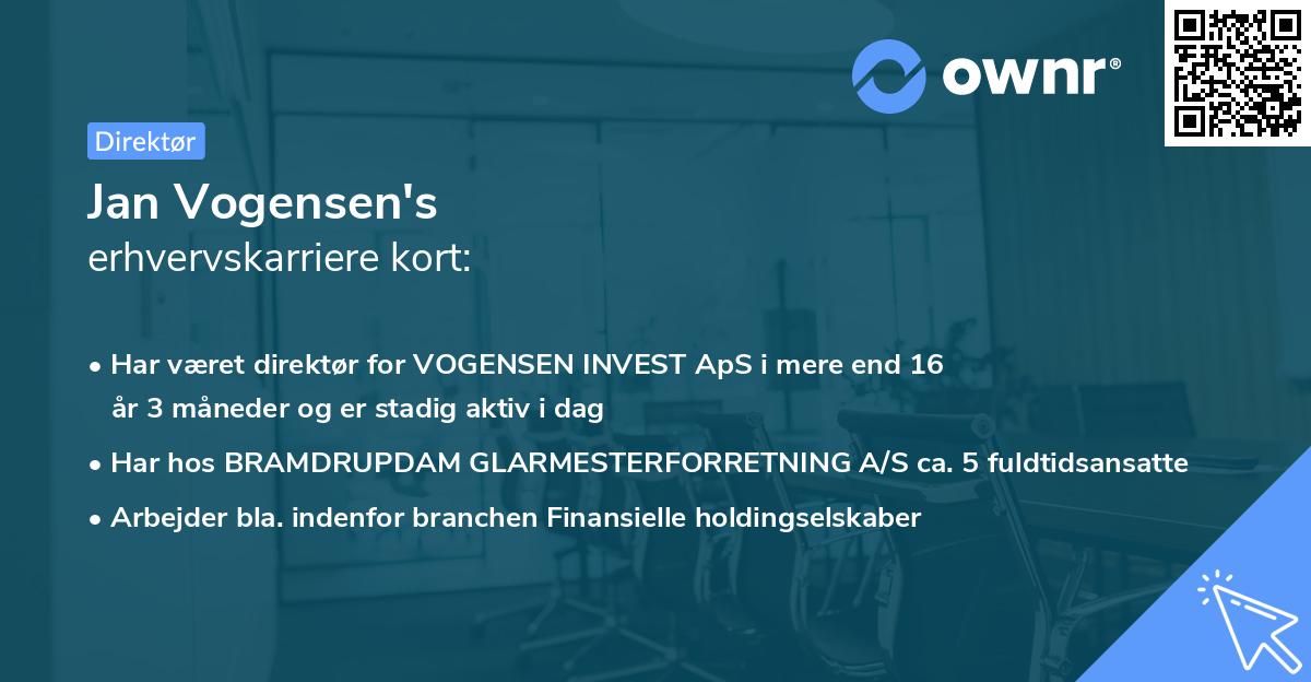Jan Vogensen's erhvervskarriere kort