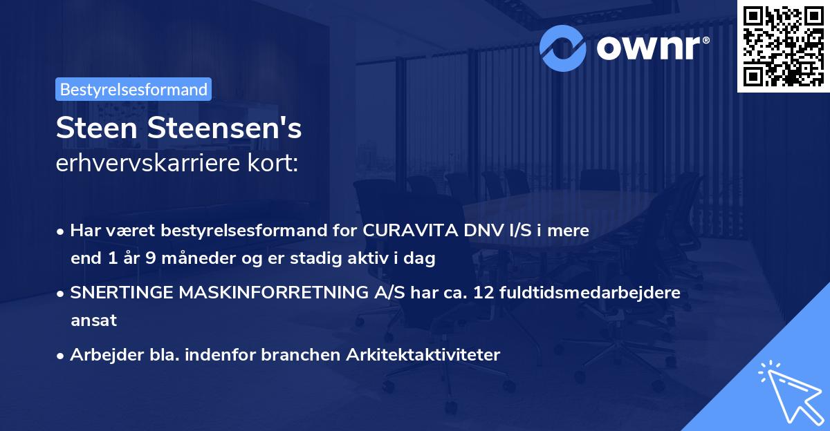 Steen Steensen's erhvervskarriere kort