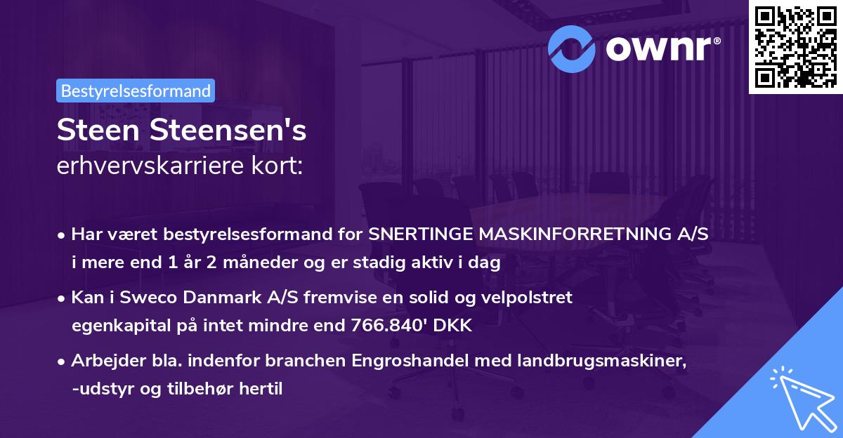 Steen Steensen's erhvervskarriere kort