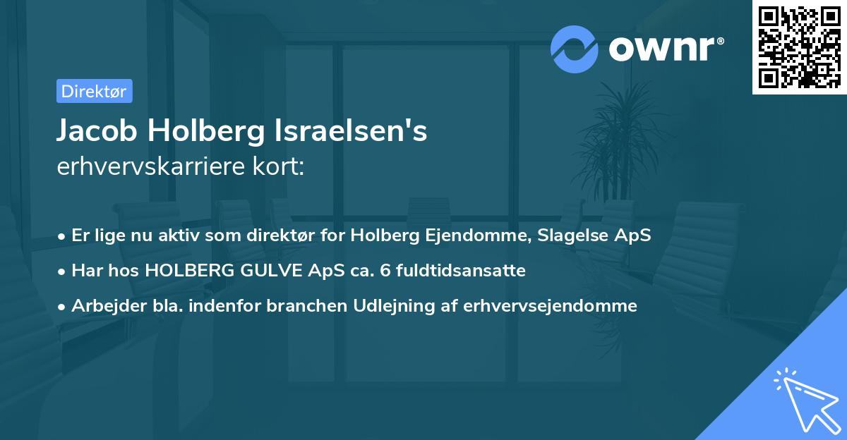 Jacob Holberg Israelsen's erhvervskarriere kort