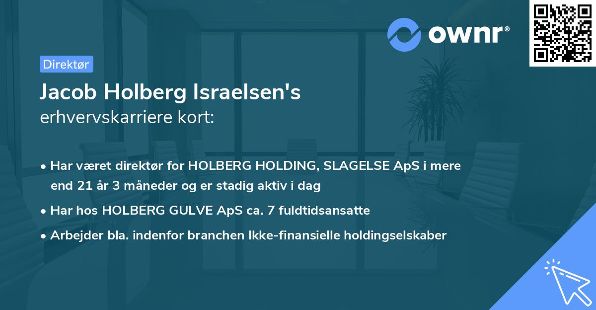 Jacob Holberg Israelsen's erhvervskarriere kort