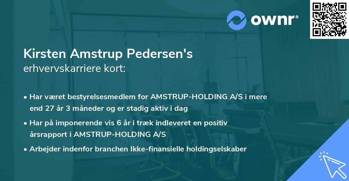 Kirsten Amstrup Pedersen's erhvervskarriere kort