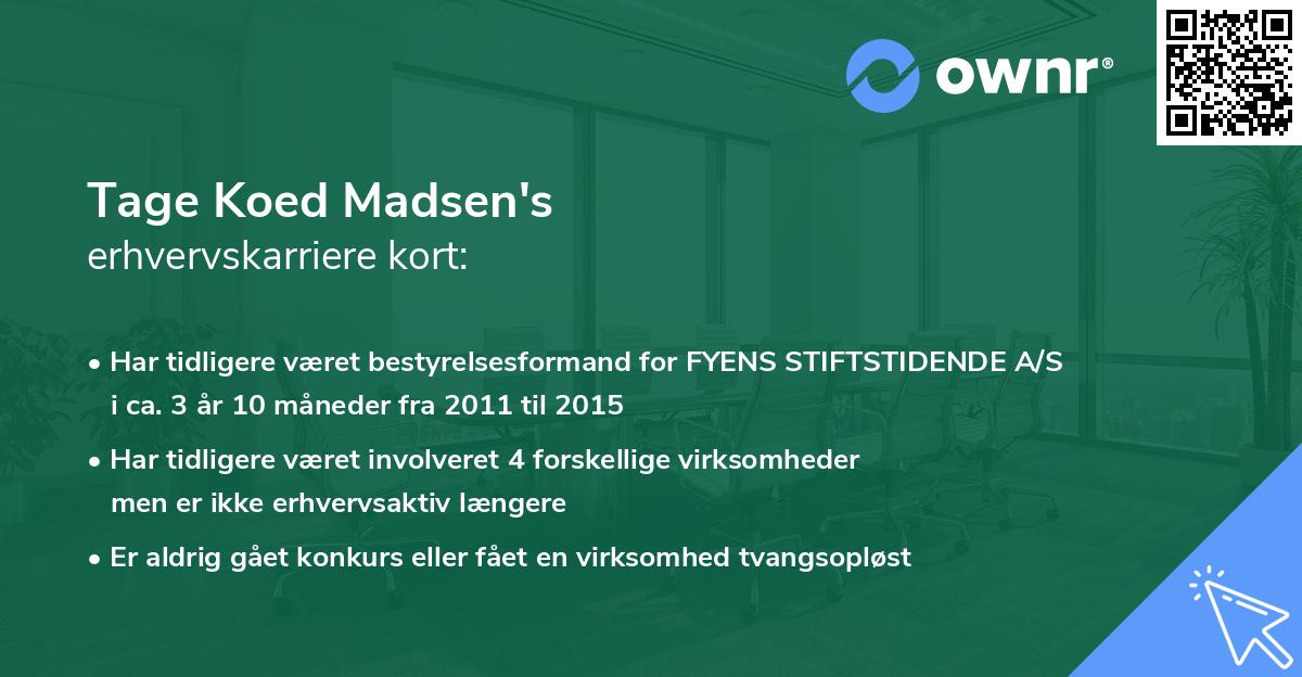 Tage Koed Madsen's erhvervskarriere kort