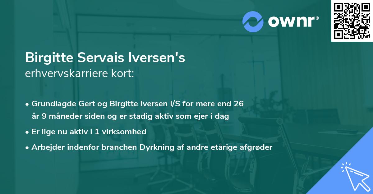 Birgitte Servais Iversen's erhvervskarriere kort