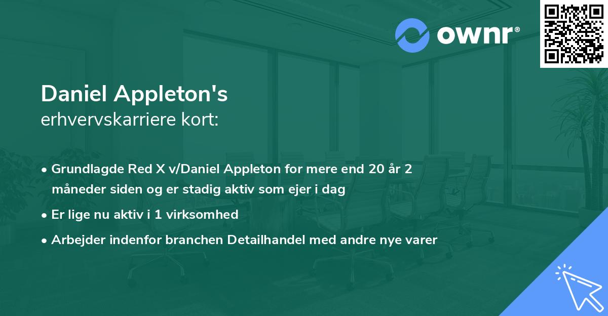 Daniel Appleton's erhvervskarriere kort