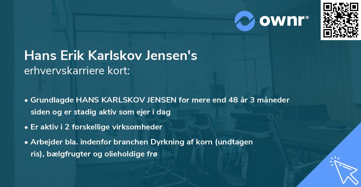 Hans Erik Karlskov Jensen's erhvervskarriere kort