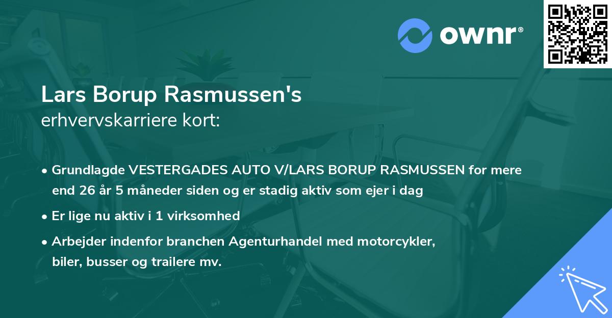 Lars Borup Rasmussen's erhvervskarriere kort