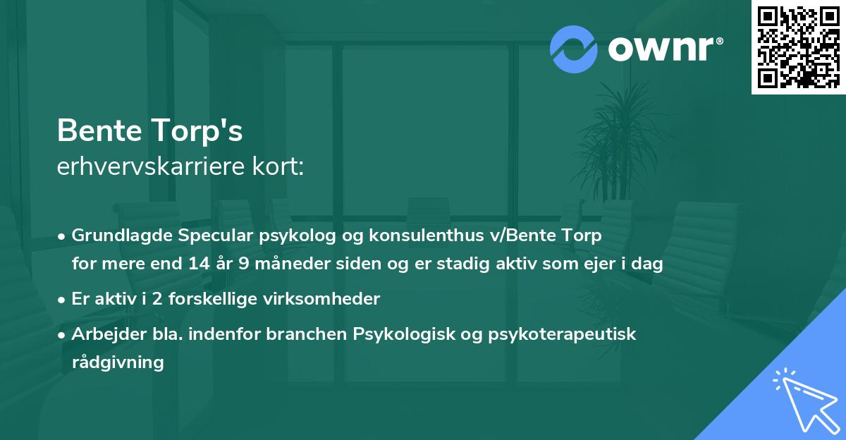 Bente Torp's erhvervskarriere kort