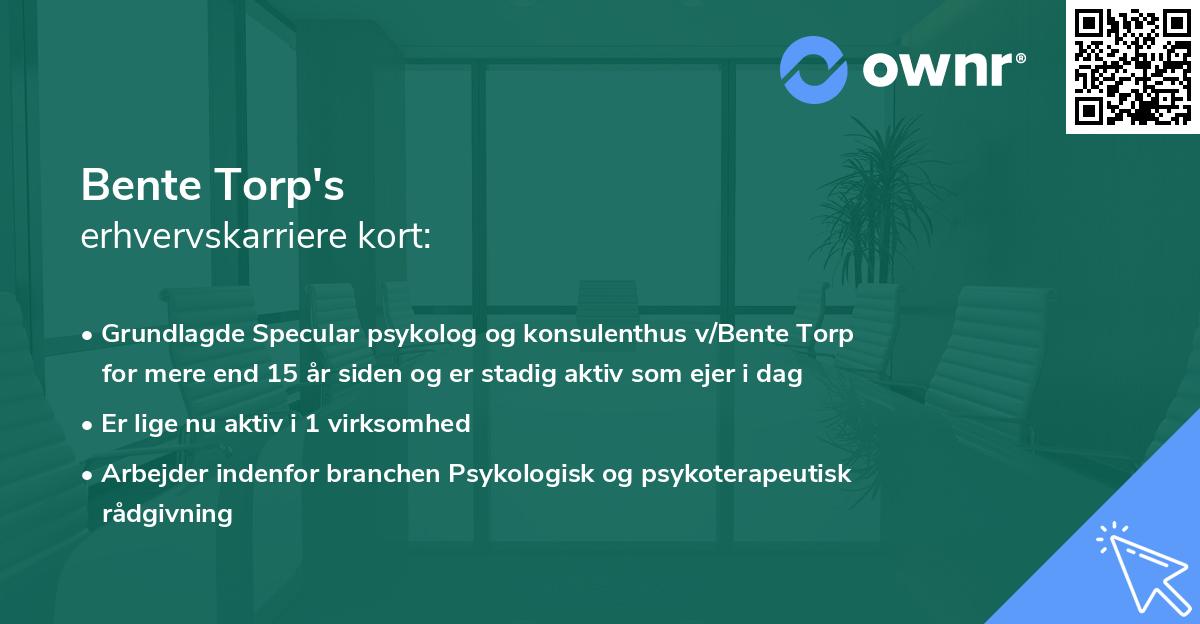 Bente Torp's erhvervskarriere kort