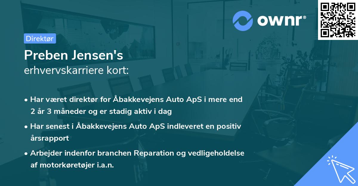 Preben Jensen's erhvervskarriere kort