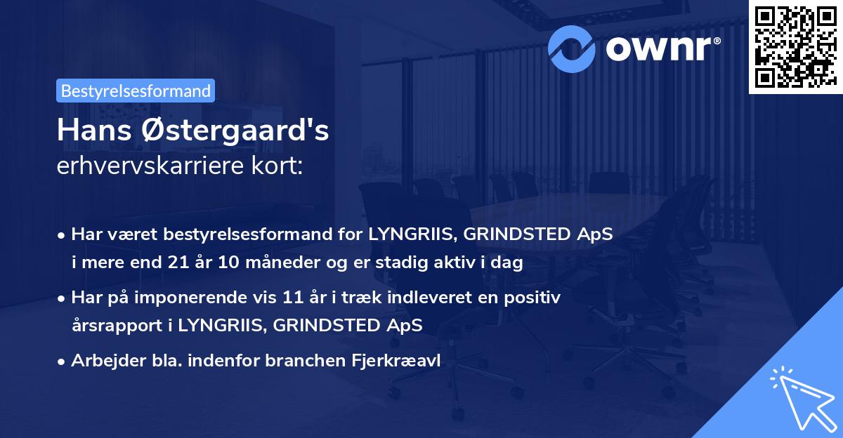 Hans Østergaard's erhvervskarriere kort