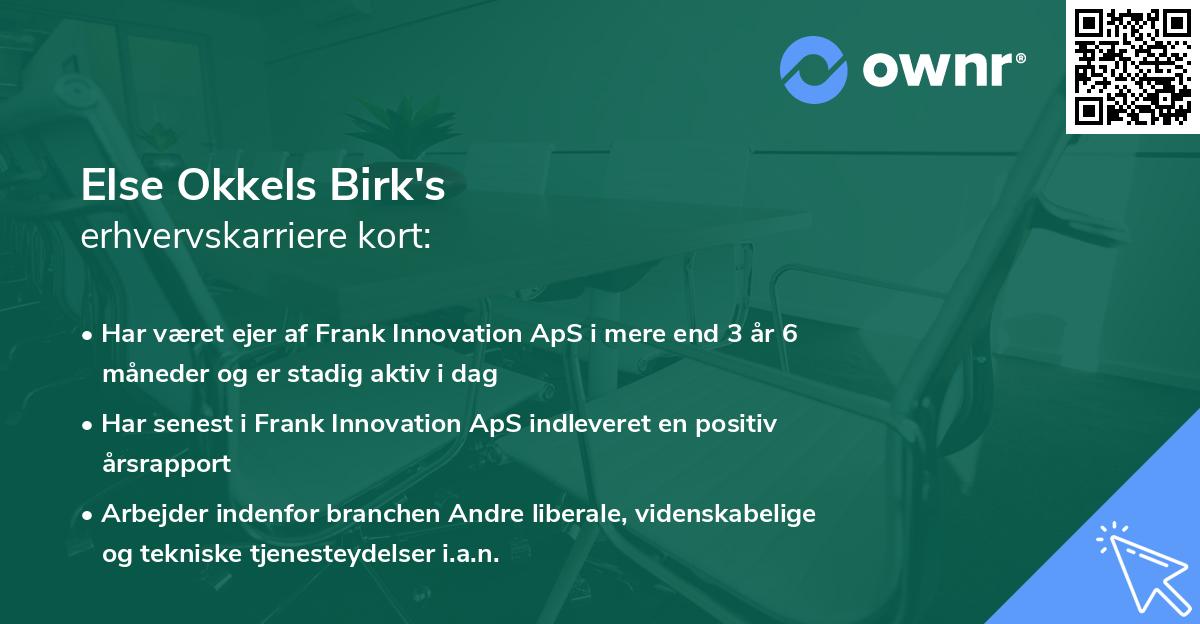 Else Okkels Birk's erhvervskarriere kort