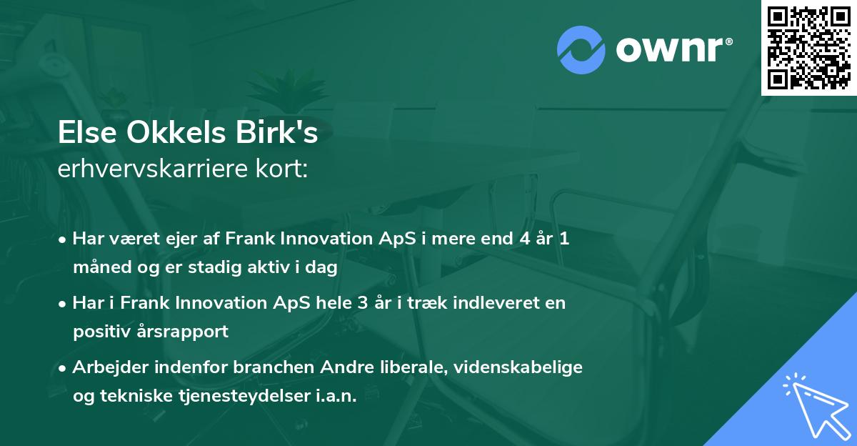 Else Okkels Birk's erhvervskarriere kort