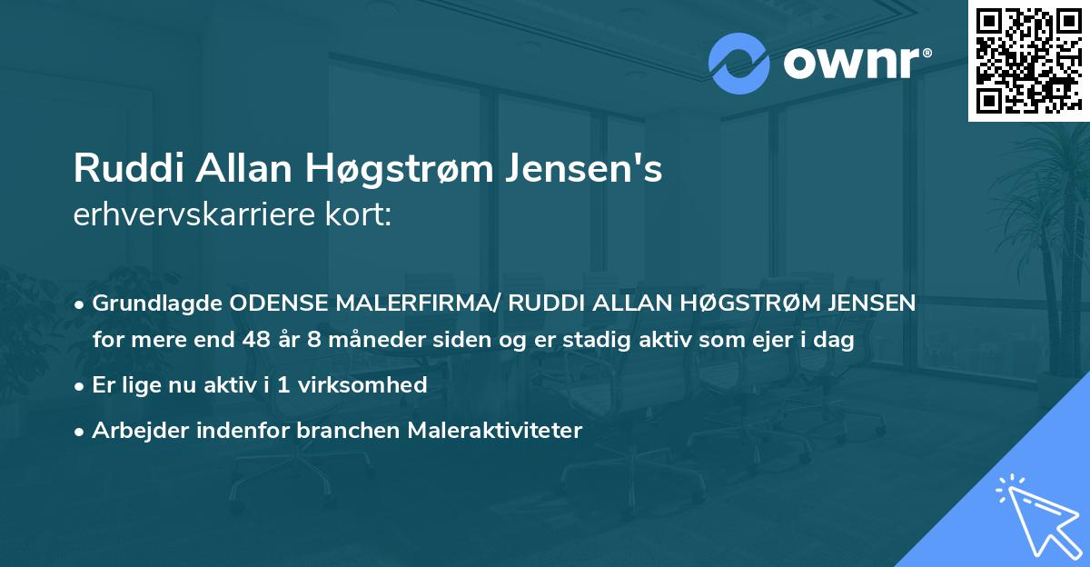 Ruddi Allan Høgstrøm Jensen's erhvervskarriere kort