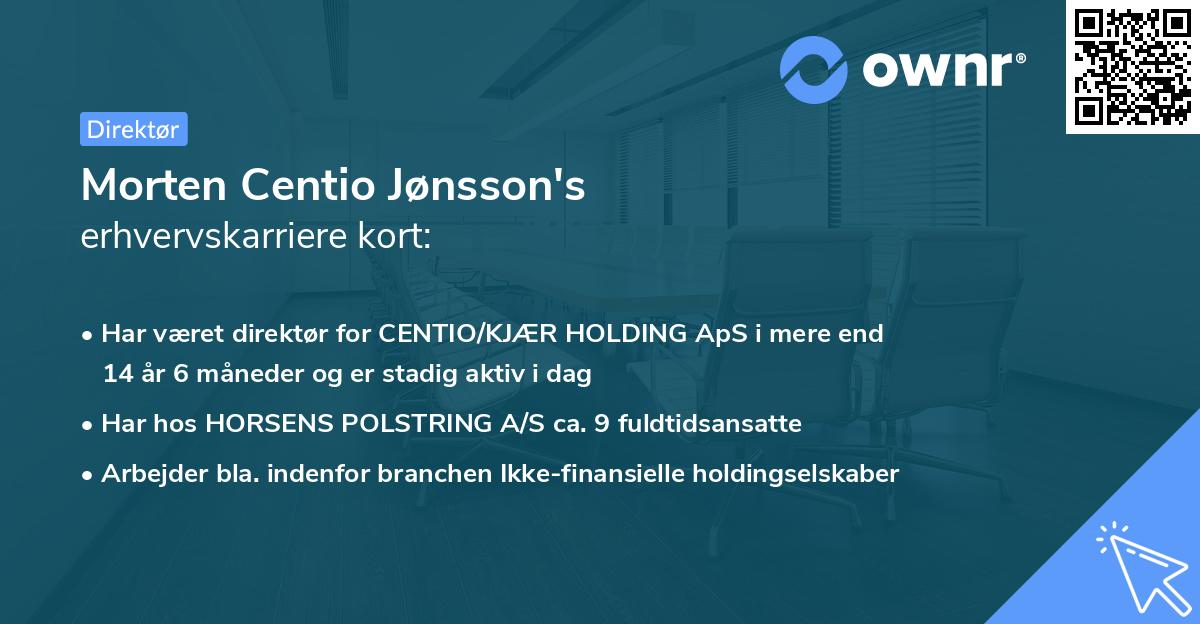 Morten Centio Jønsson's erhvervskarriere kort