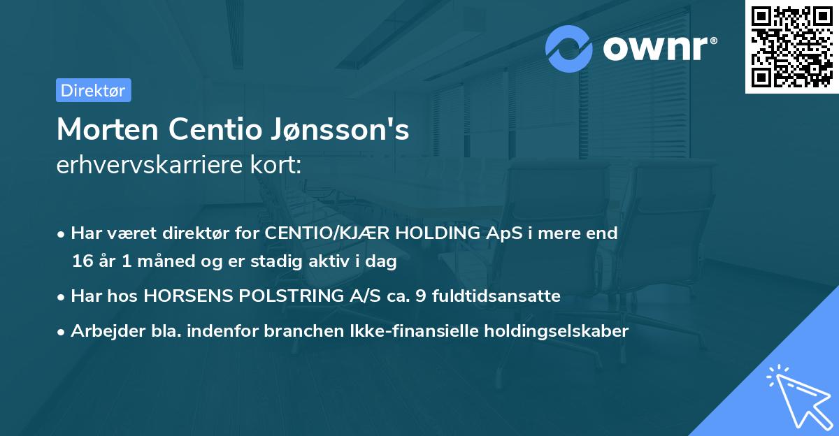 Morten Centio Jønsson's erhvervskarriere kort
