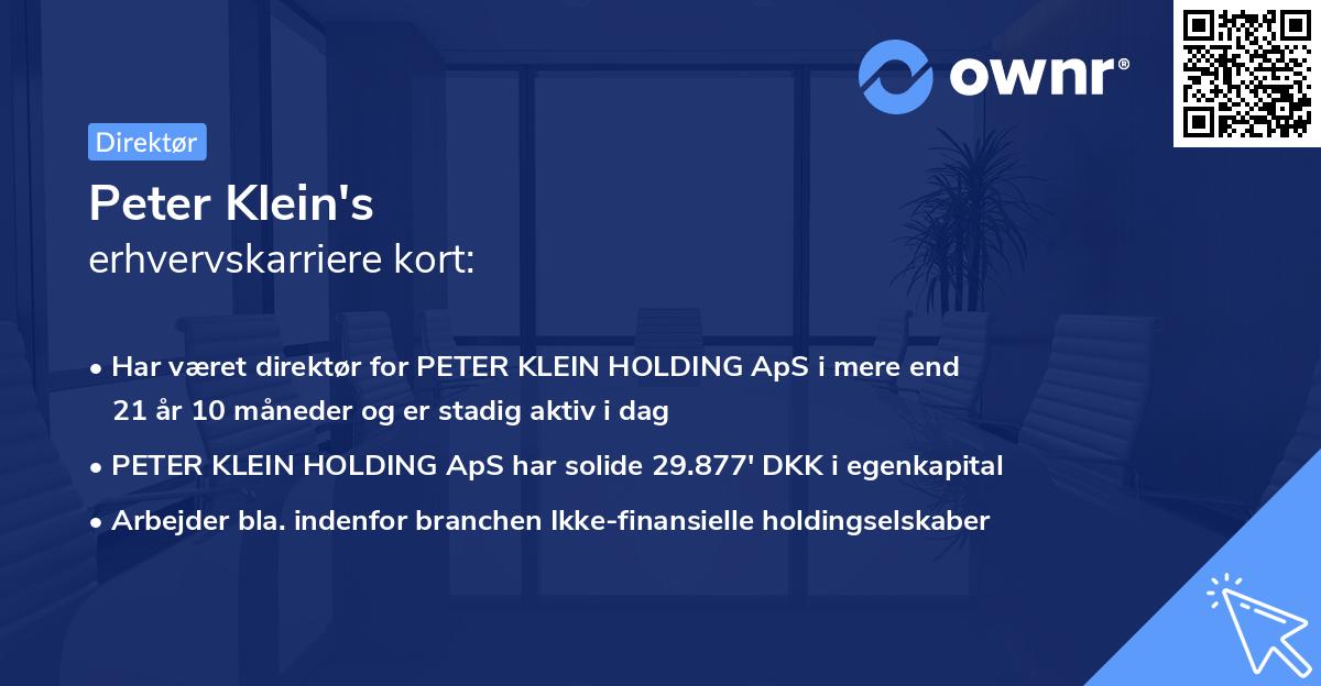 Peter Klein's erhvervskarriere kort
