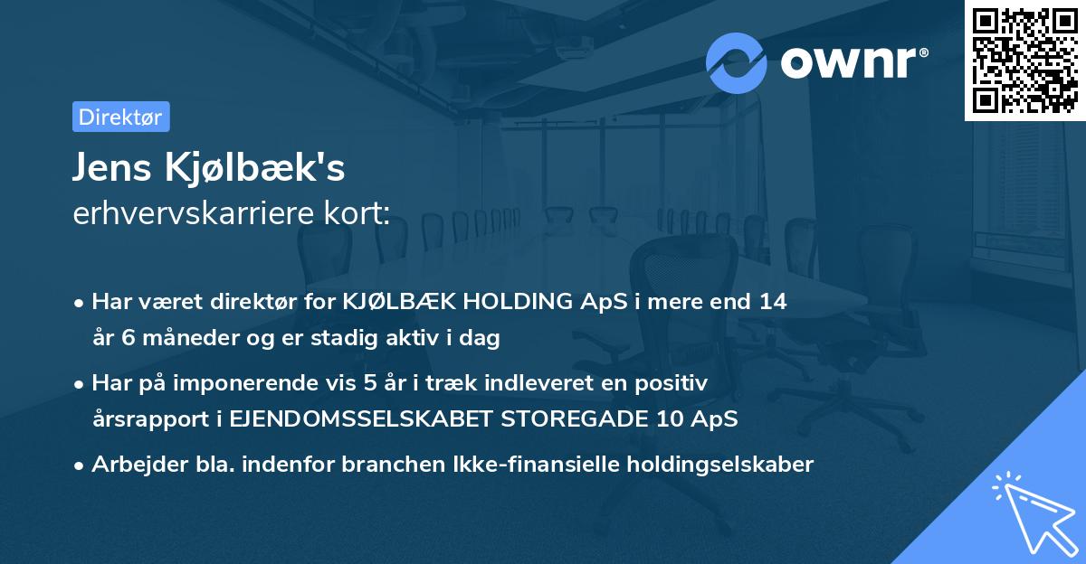 Jens Kjølbæk's erhvervskarriere kort