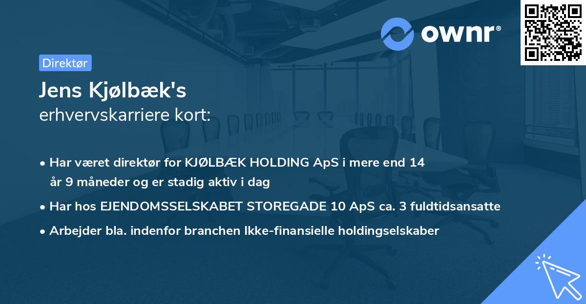 Jens Kjølbæk's erhvervskarriere kort
