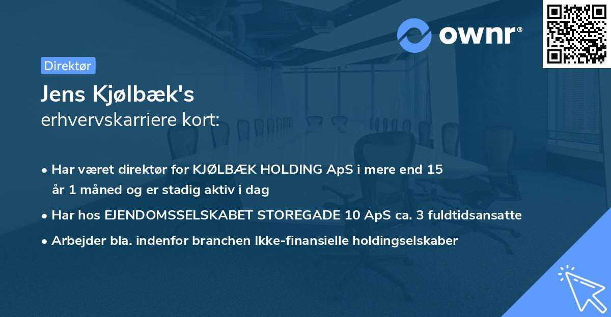 Jens Kjølbæk's erhvervskarriere kort