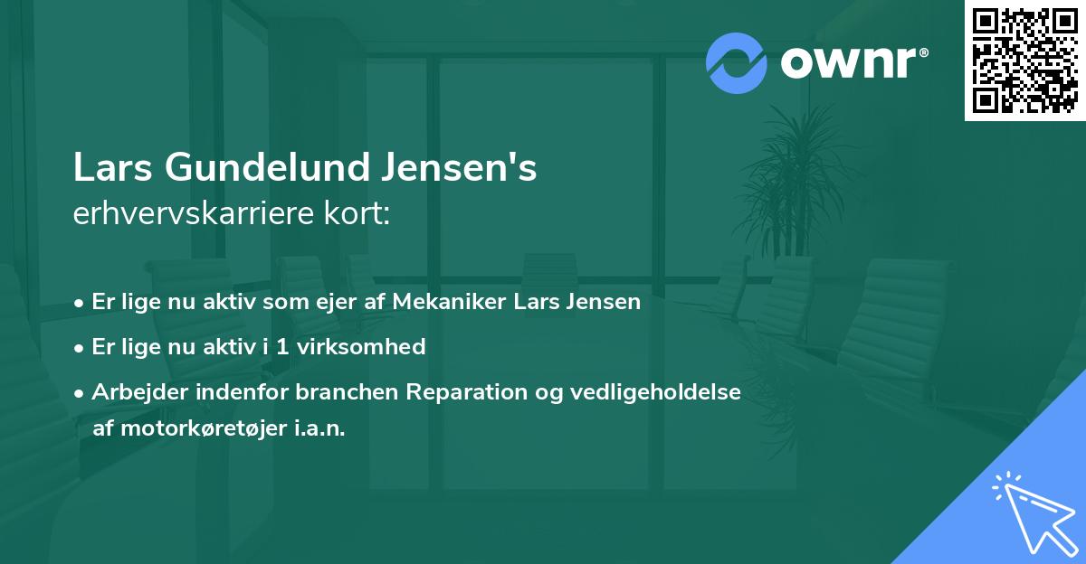Lars Gundelund Jensen's erhvervskarriere kort