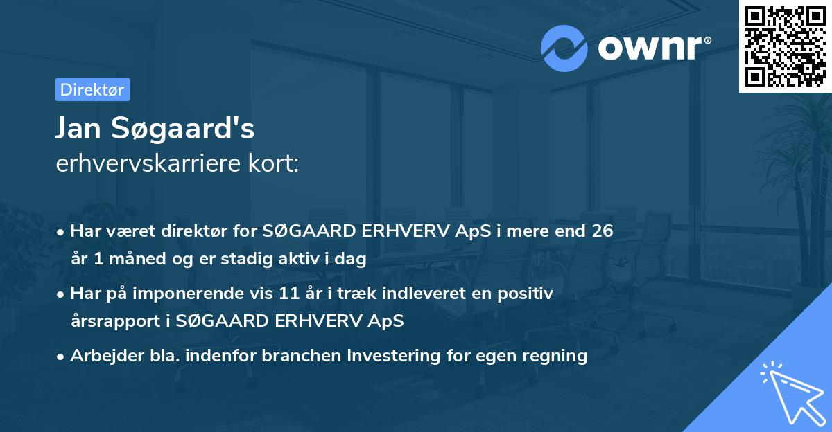 Jan Søgaard's erhvervskarriere kort