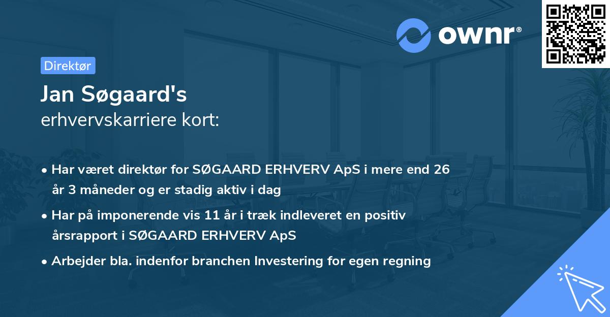 Jan Søgaard's erhvervskarriere kort