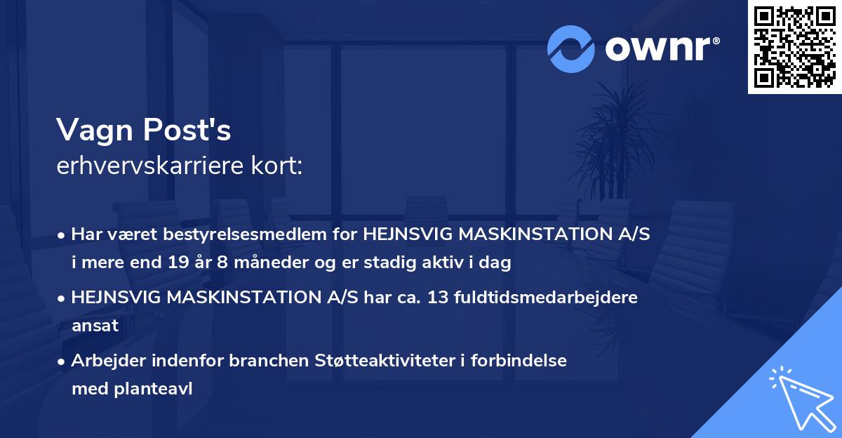 Vagn Post's erhvervskarriere kort