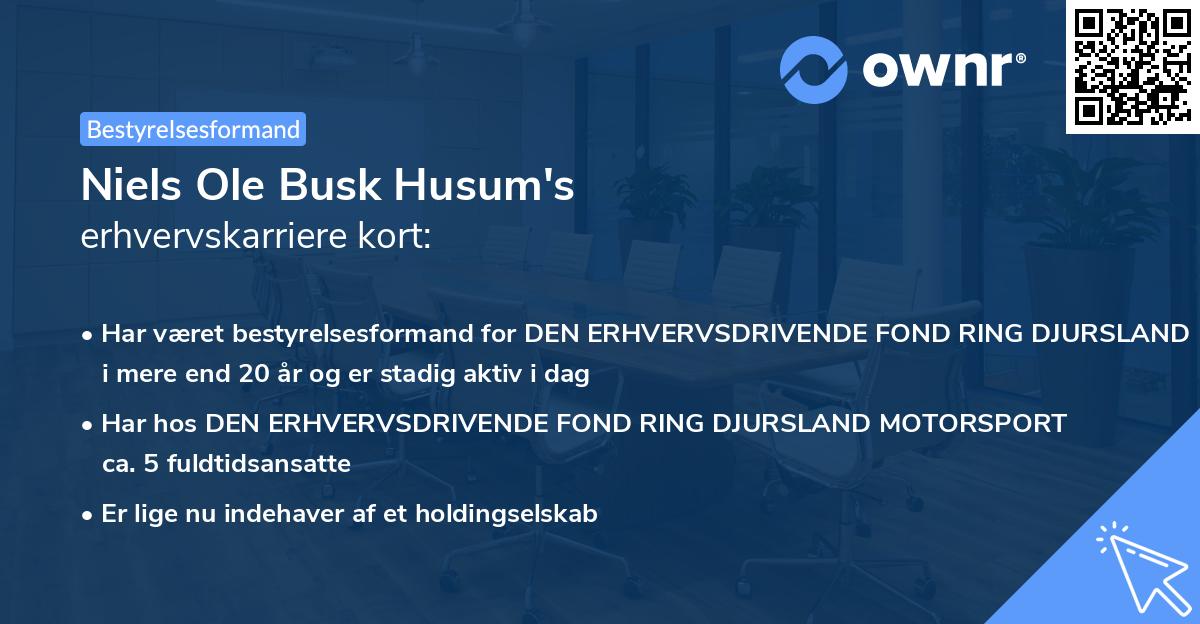 Niels Ole Busk Husum's erhvervskarriere kort
