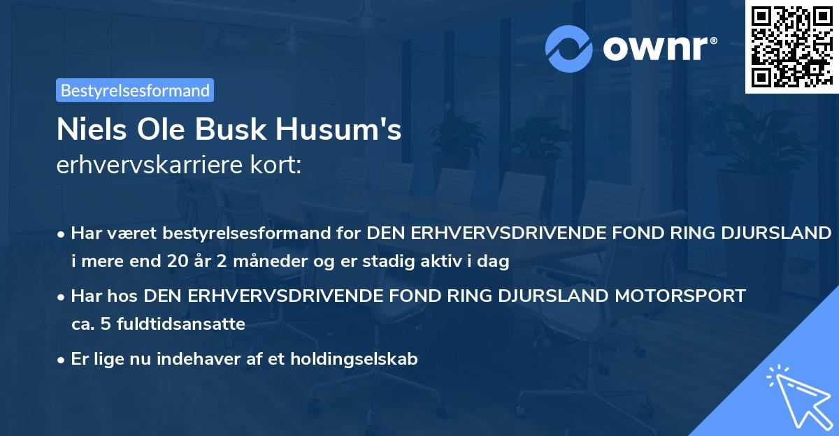 Niels Ole Busk Husum's erhvervskarriere kort