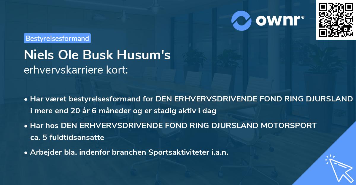 Niels Ole Busk Husum's erhvervskarriere kort