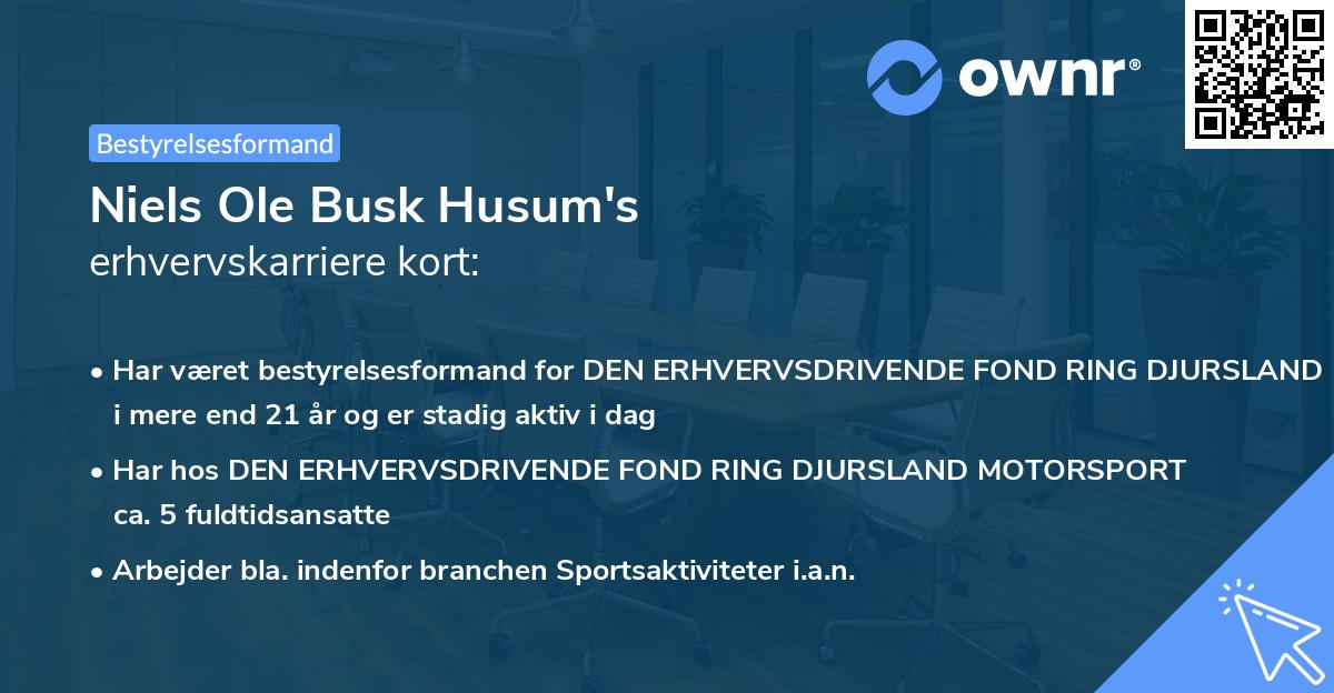 Niels Ole Busk Husum's erhvervskarriere kort