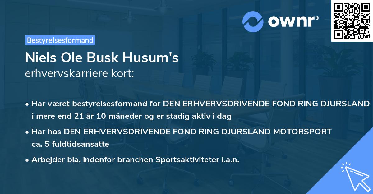 Niels Ole Busk Husum's erhvervskarriere kort