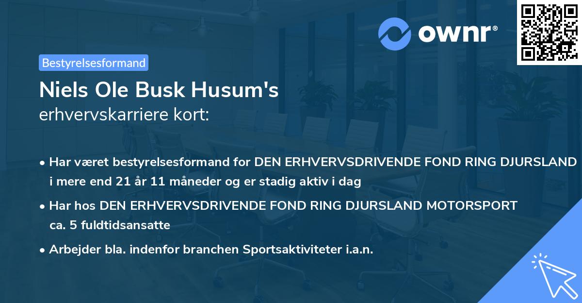 Niels Ole Busk Husum's erhvervskarriere kort