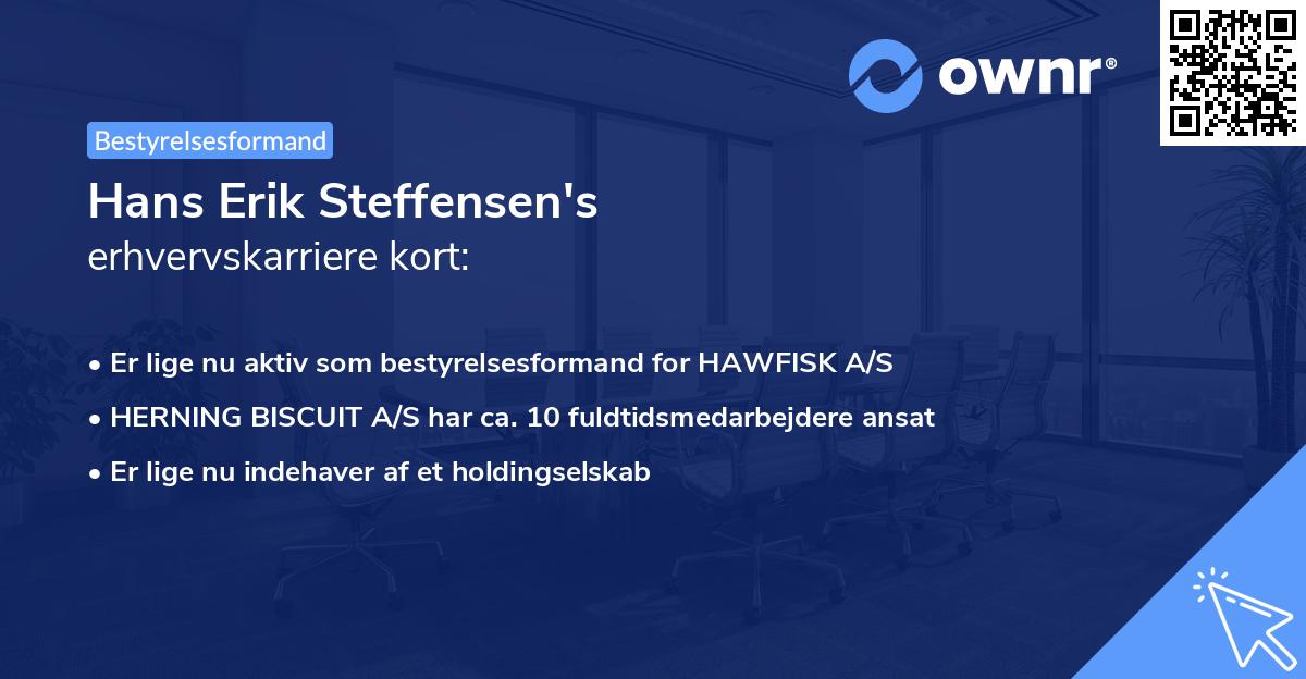 Hans Erik Steffensen's erhvervskarriere kort