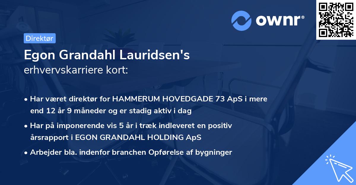 Egon Grandahl Lauridsen's erhvervskarriere kort