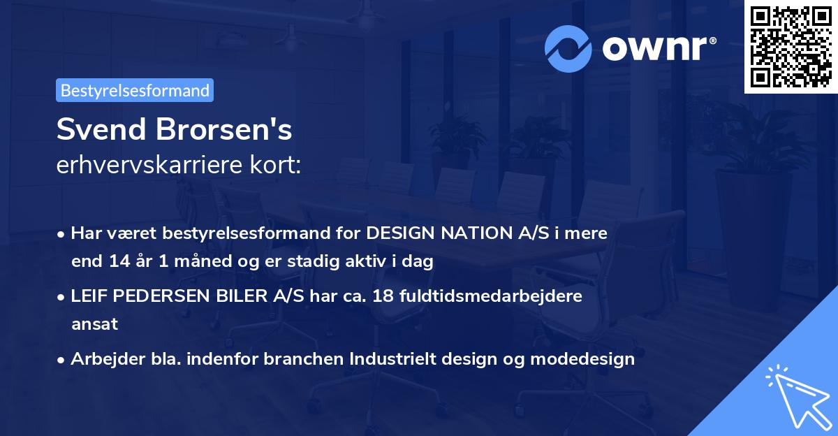 Svend Brorsen's erhvervskarriere kort