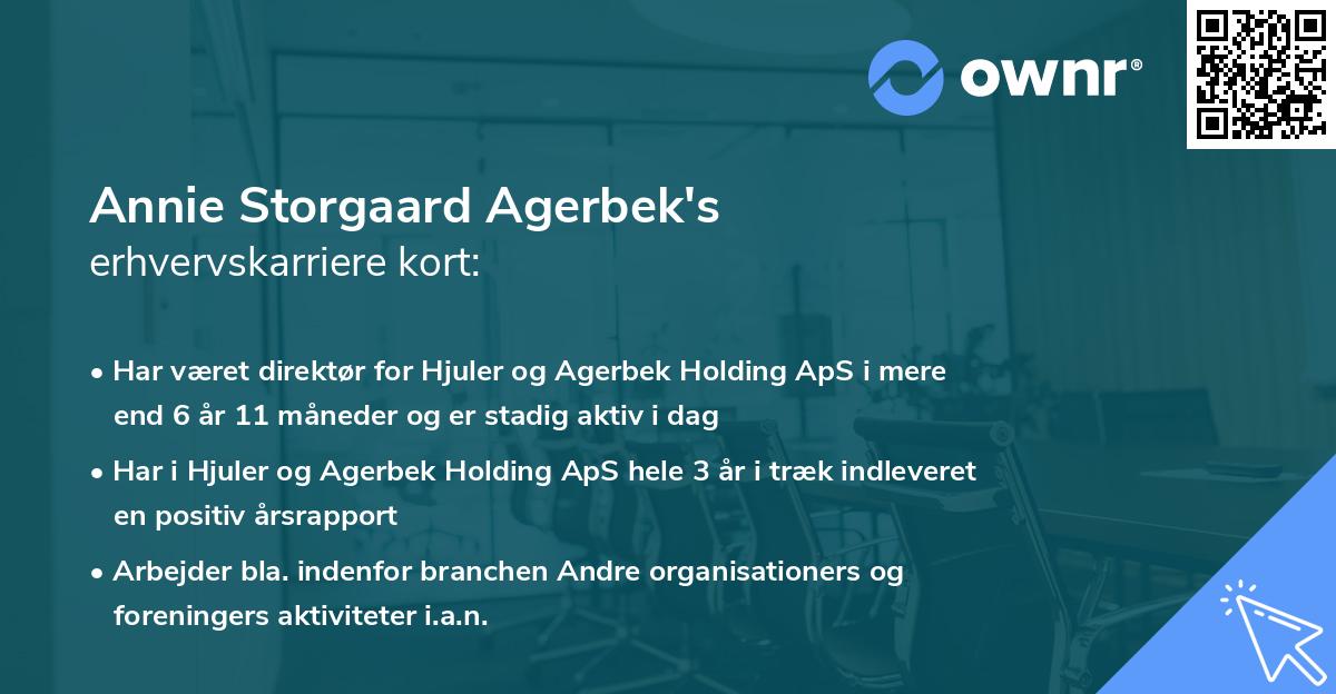 Annie Storgaard Agerbek's erhvervskarriere kort