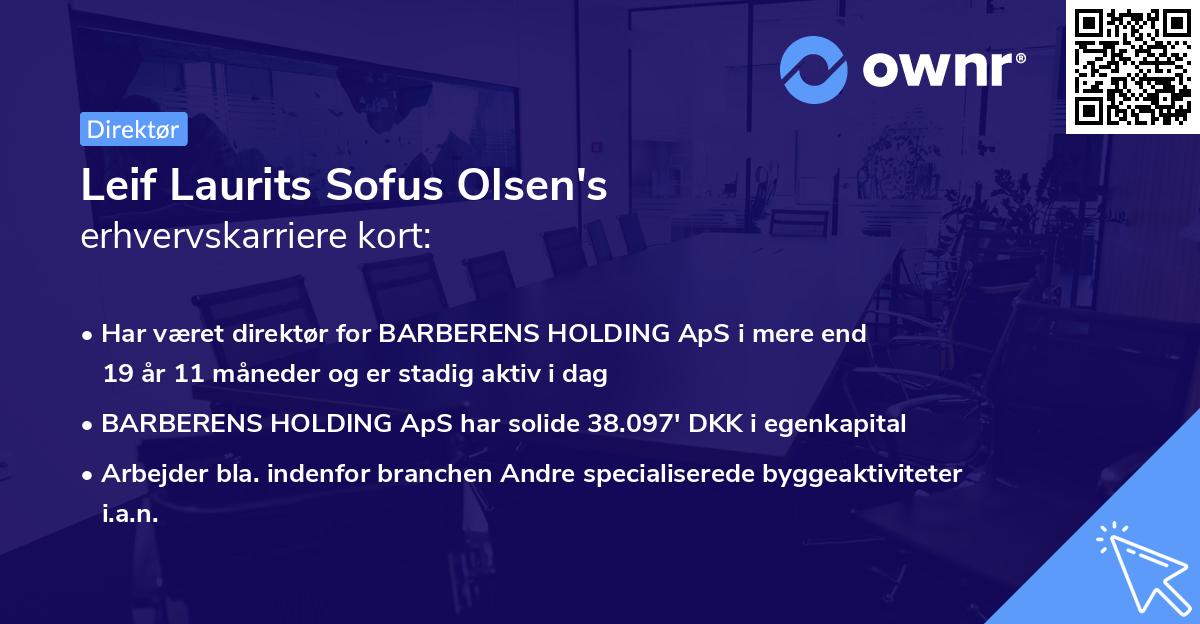 Leif Laurits Sofus Olsen's erhvervskarriere kort