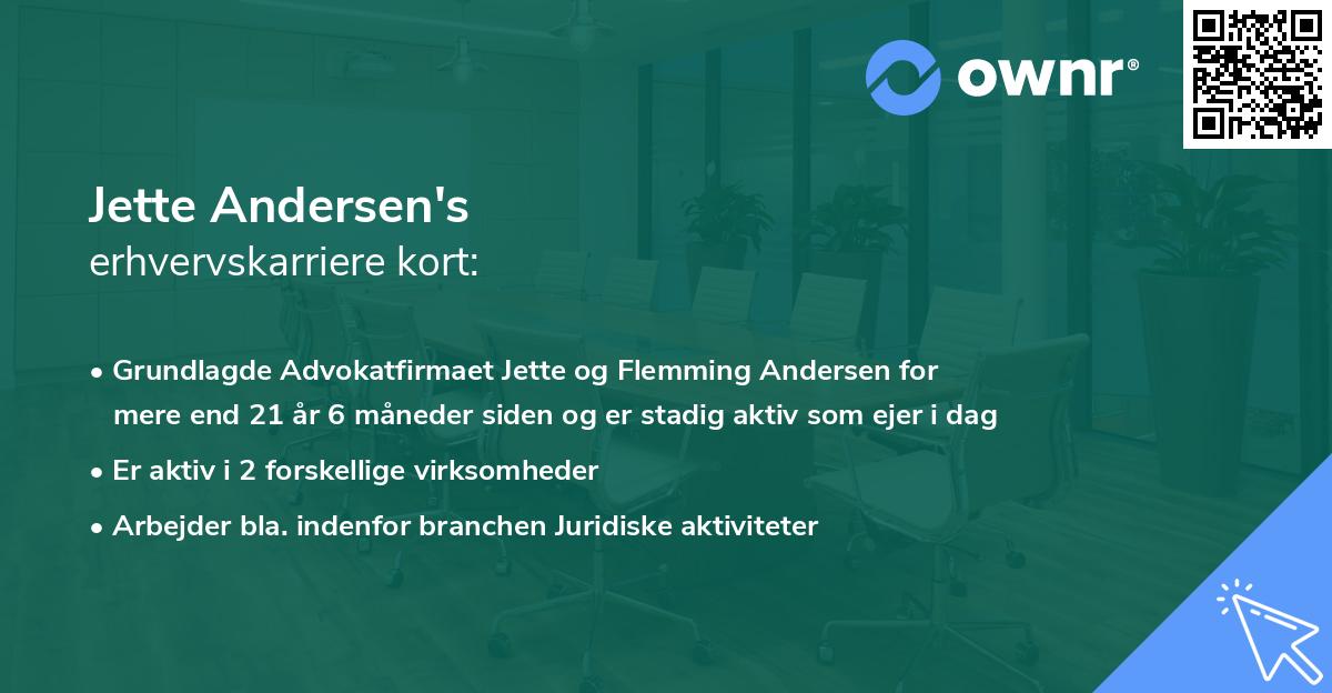 Jette Andersen's erhvervskarriere kort