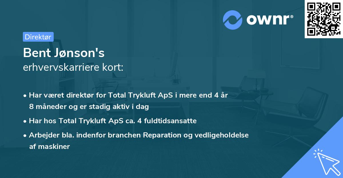 Bent Jønson's erhvervskarriere kort