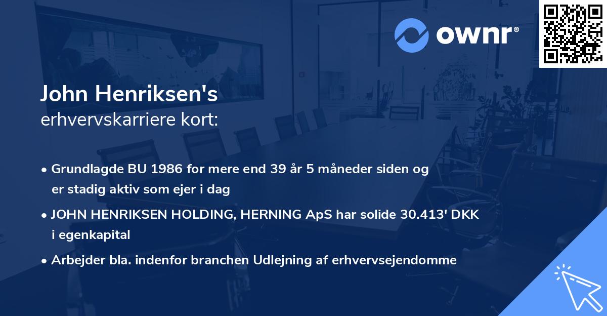 John Henriksen's erhvervskarriere kort