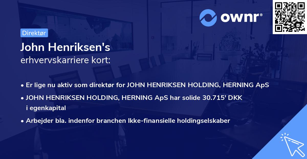 John Henriksen's erhvervskarriere kort