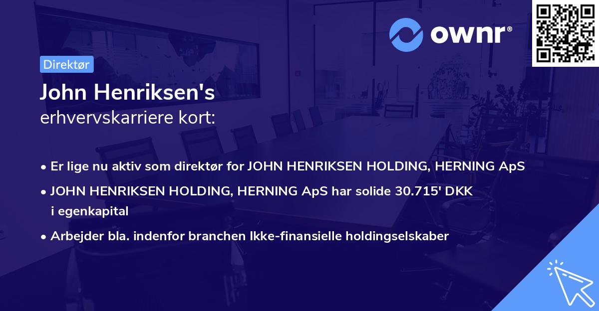 John Henriksen's erhvervskarriere kort