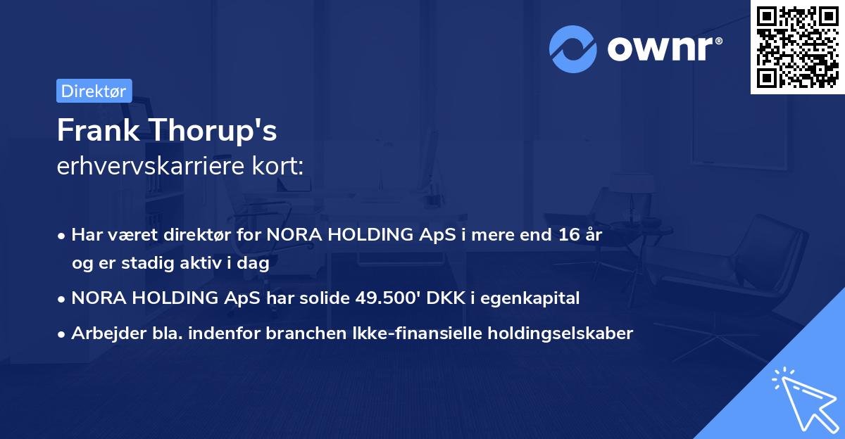 Frank Thorup's erhvervskarriere kort